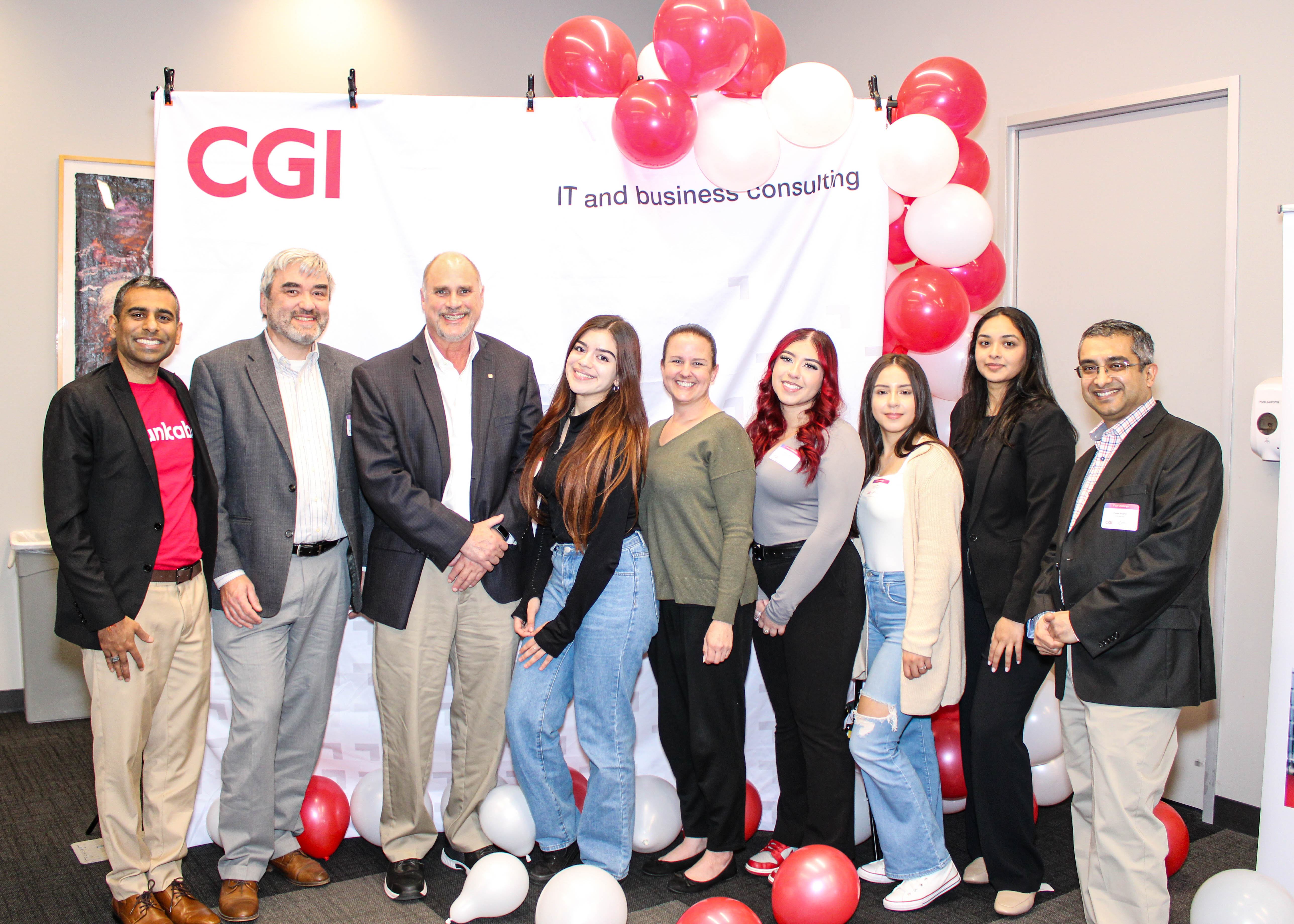 CVLA I.T. Girls Challenge Team pictured in front of balloons and backdrop