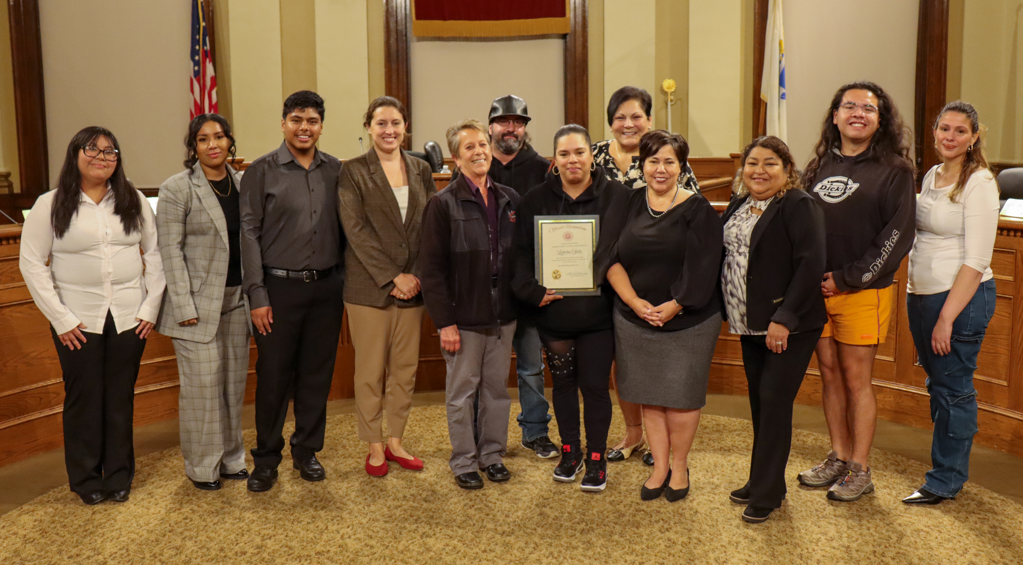 Zuleika Sala pictured with Superintendent Dr. Almi G. Abeyta and the Chelsea School Committee