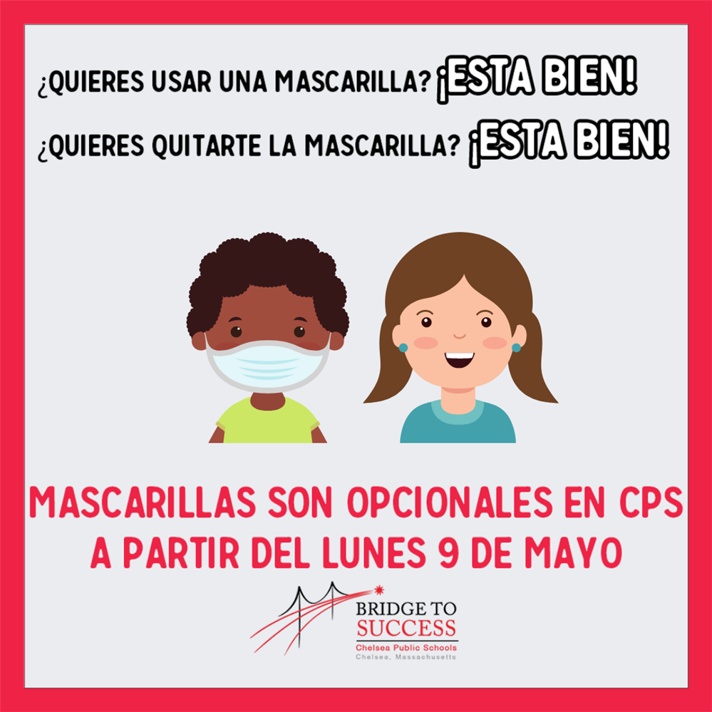 Una imagen que describe que CPS tomarán la decisión de usar mascarillas opcionales a partir del lun Una imagen que describe que CPS tomarán la decisión de usar mascarillas opcionales a partir del lun