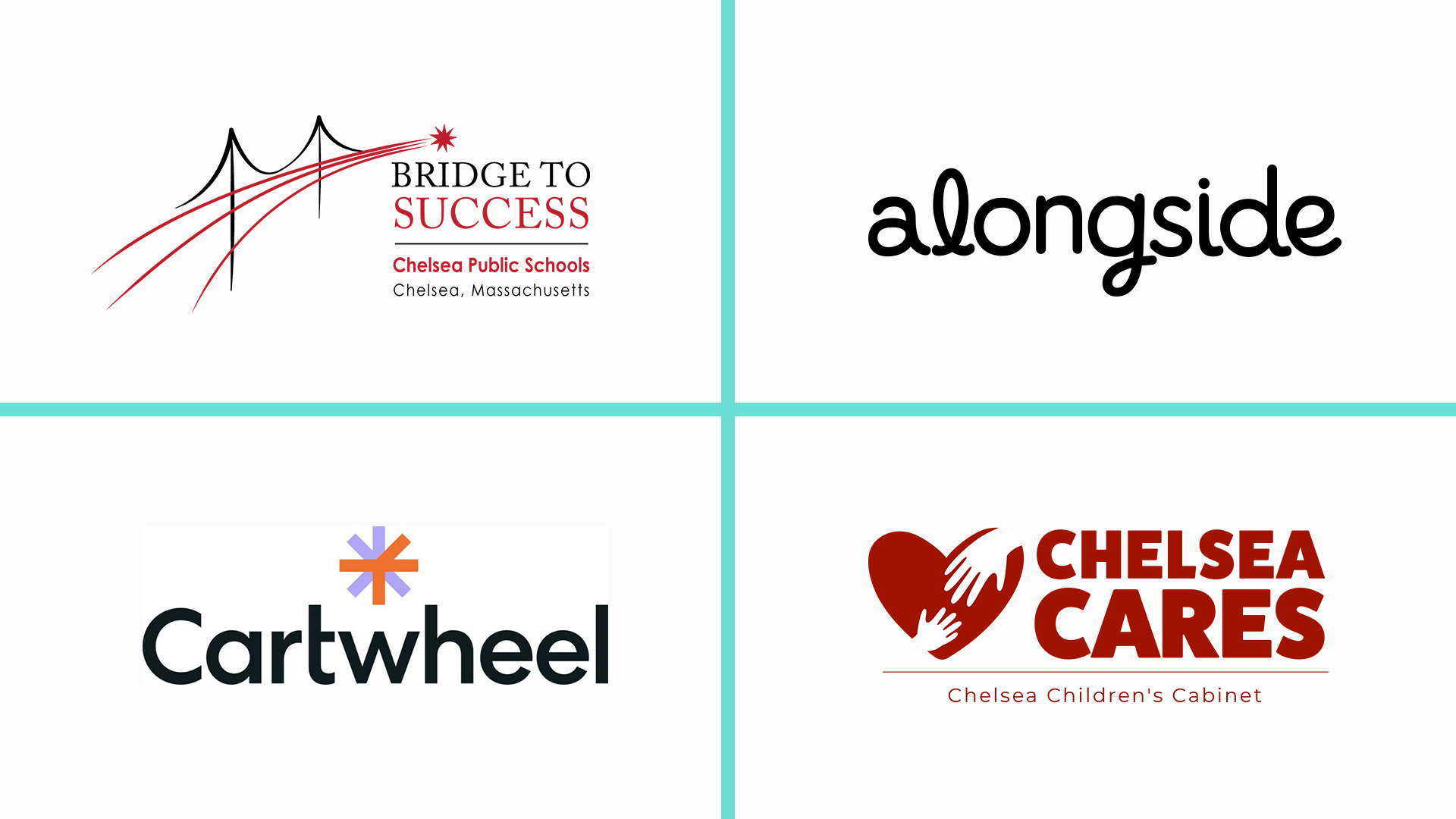 Image with Chelsea Public Schools, Alongside, Cartwheel Care, and Chelsea Cares Logos