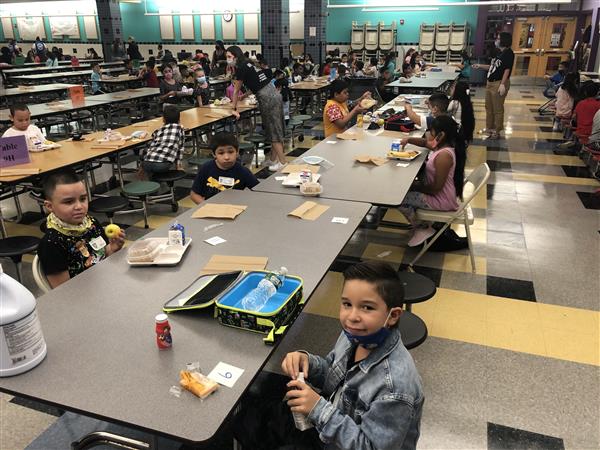 Photograph from Hooks Elementary School on the first day of school.