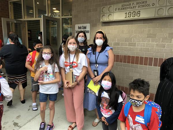 Photograph from Hooks Elementary School on the first day of school.