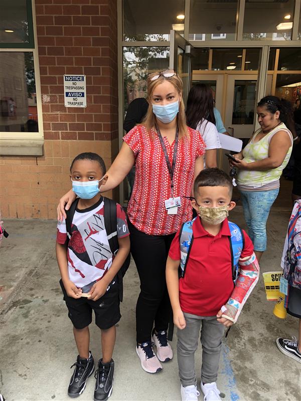 Photograph from Hooks Elementary School on the first day of school.