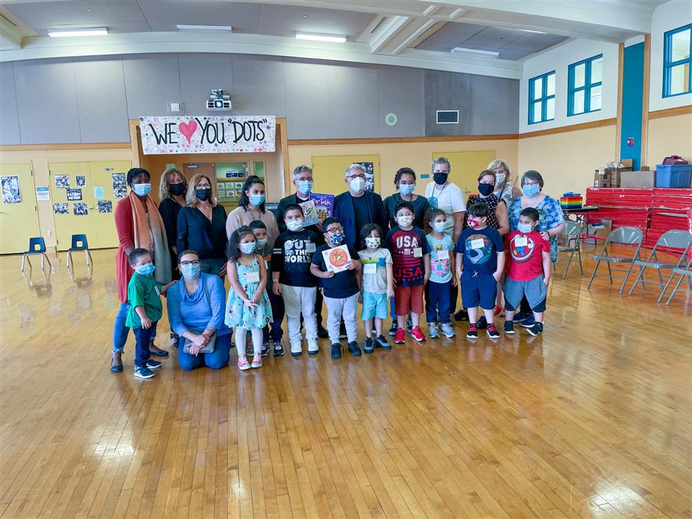 Students and staff from Chelsea Public Schools and the Early Learning Center posed for pictures with the Reynolds Brothers.