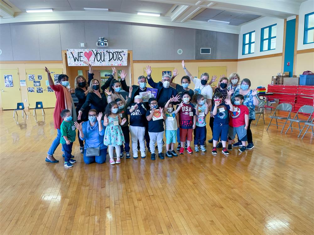 Students and staff from Chelsea Public Schools and the Early Learning Center posed for pictures with the Reynolds Brothers.