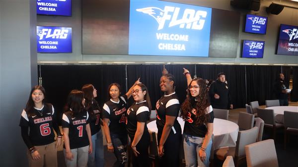 Chelsea girls flag football at Gillette Stadium