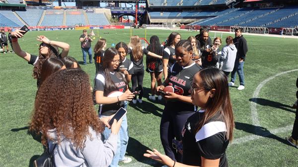 Chelsea girls flag football at Gillette Stadium