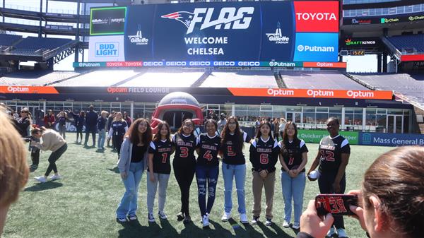 Chelsea girls flag football at Gillette Stadium