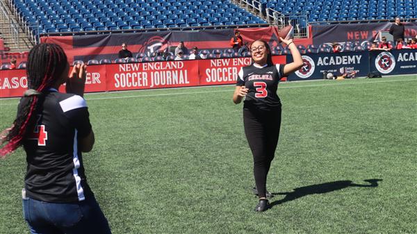 Chelsea girls flag football at Gillette Stadium