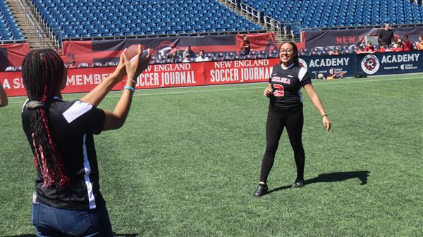 Chelsea girls flag football at Gillette Stadium