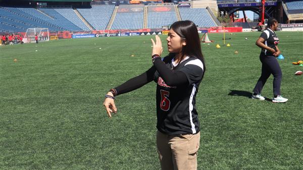 Chelsea girls flag football at Gillette Stadium