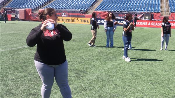 Chelsea girls flag football at Gillette Stadium