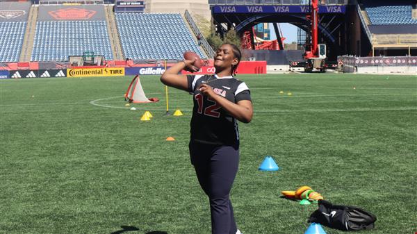 Chelsea girls flag football at Gillette Stadium