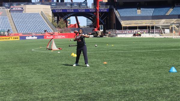 Chelsea girls flag football at Gillette Stadium