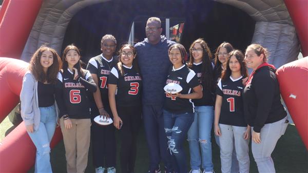 Chelsea girls flag football at Gillette Stadium